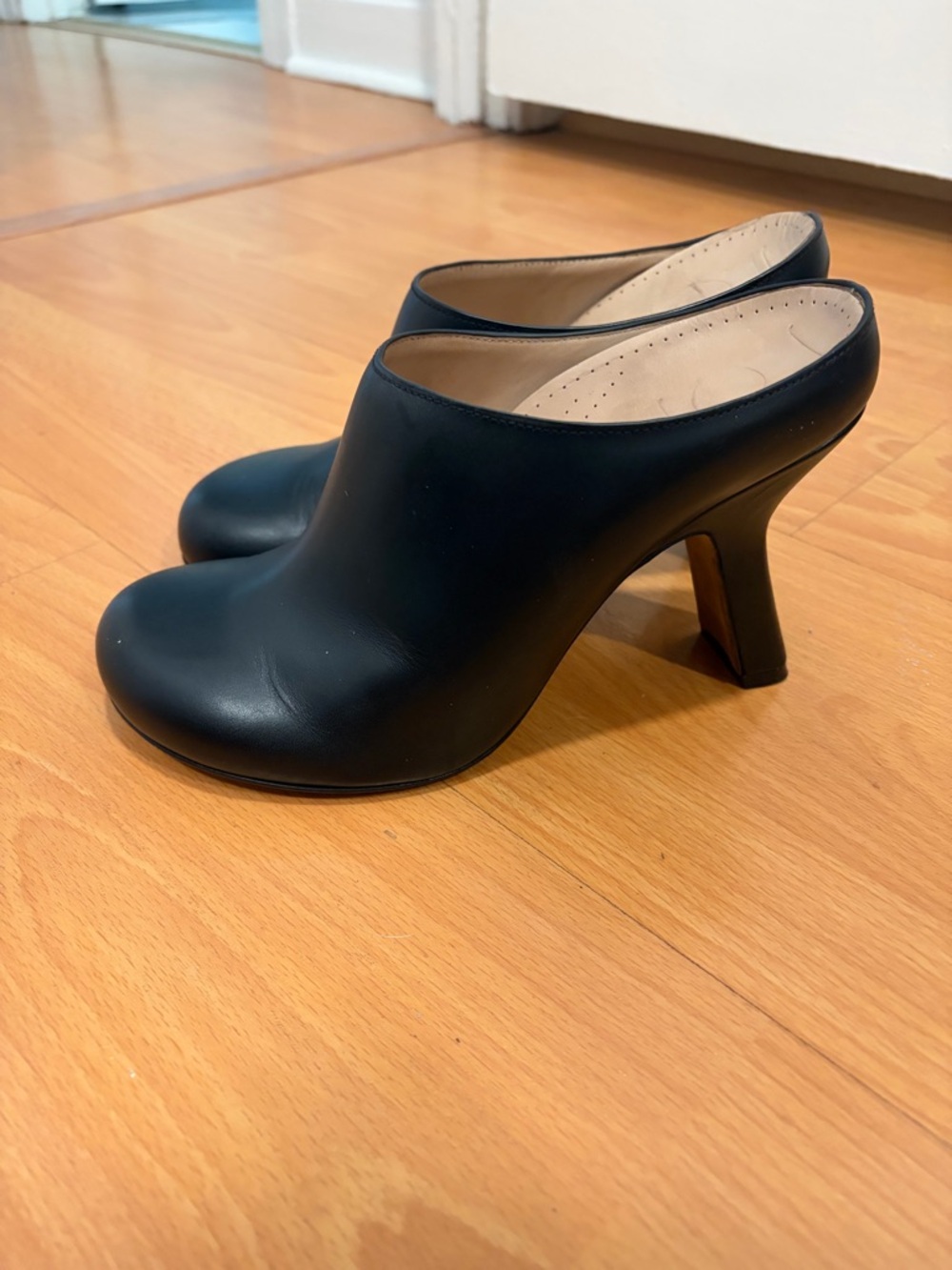 Loewe Black Leather High Heel Mule